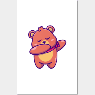 Cute baby bear dabbing cartoon Posters and Art